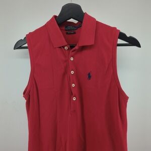 Polo Ralph Lauren Dress Women's Small Stretch Mesh Short Sleeve Red Preppy Pony